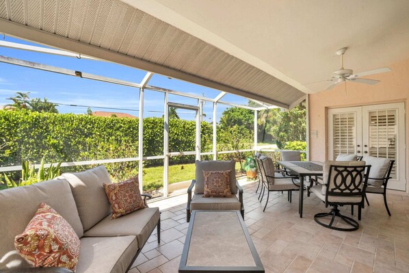 A outdoor seating area is a great place to enjoy the outdoors!