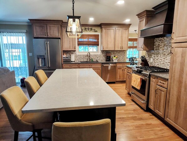 Kitchen and island