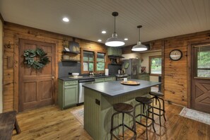 Kitchen and island area