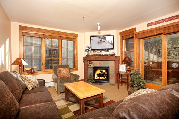 Get cozy in front of the toasty fireplace