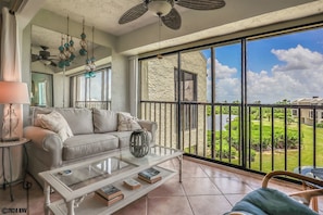 Lanai has been improved to an all weather room...close the glass doors to keep your Lanai air-conditioned or open to use the screening