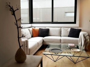 LIVING AREA: View from entry hall.
