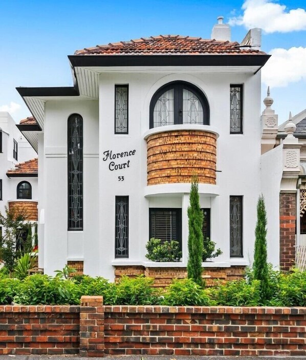 HERITAGE HOME: Florence One is located in Florence Court which was designed by the respected architect Esmond Dorney. The fully self contained apartment that sits in a landscaped garden setting.