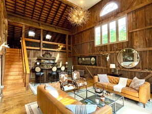 Lounge area with views of the music loft