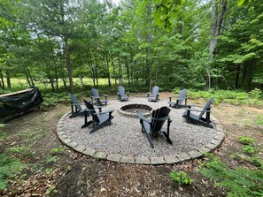 This oversized fire pit is another guest favorite. Firewood is provided and s'mores are a must!