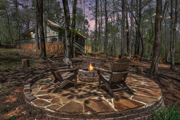 Fire pit overlooking 180' of Sugar Creek frontage