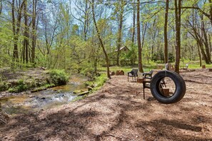 Tire swing along our creekside