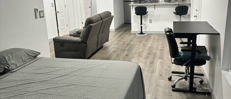 Living Area, Includes Work Space. TV Area With Reclining Love Seat