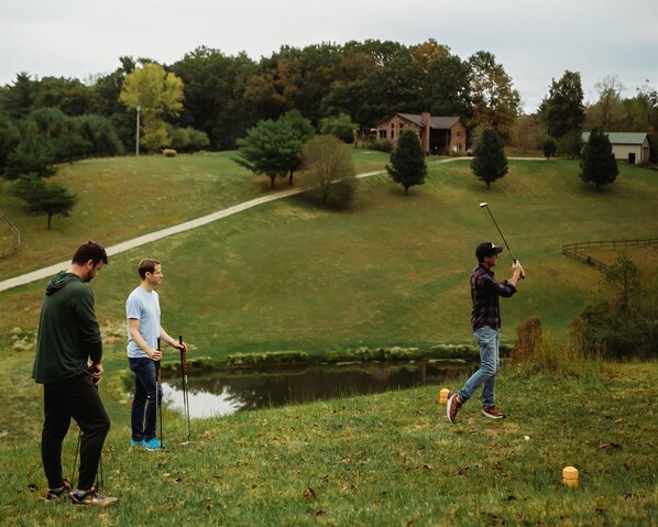 The relaxed golf experience with 4 full sized holes on beautiful land.