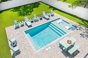 Enjoy a private, heated splash pool and deck—no need to compete for space!