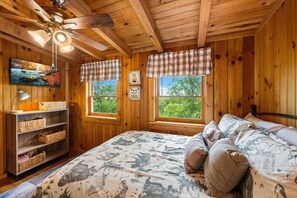 Our loft has a double bed with an ensuite bathroom and a Smart TV.