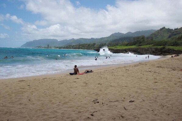 Laie Beach Park or "Pounders" across the street from the estate is a popular North Shore beach.