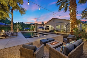 Stay warm during chilly nights with the heat coming from the fire pit.
