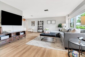 A large Smart TV with streaming channels is located in the living room (guests must provide their logins on all TV's for subscription-based channels.)