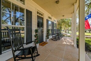 Sit back and relax with a cup of coffee on the front porch.