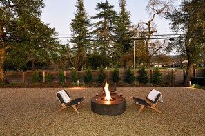 Private yard with firepit