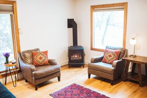 Upstairs, Living room No. 1: Fireplace-furnace heater that heats the whole house