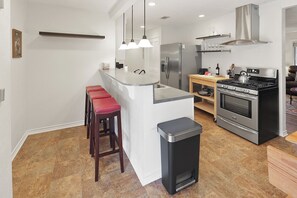 Full Kitchen Bar & Custom Bench Table (Seating for 7 total)