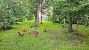 The fire pit area, taken from the deck.