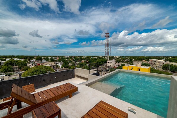 a rooftop pool in Tulum apartment accommodations