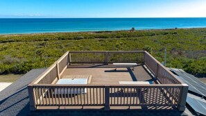 Top roof view of the ocean and preserve park