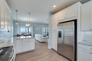 Kitchen with all stainless steel appliances 