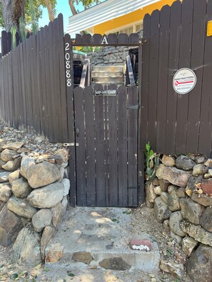 Gate A entering the property