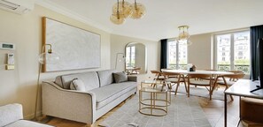 Spacious living room with a comfortable sofa