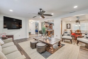 Living Room | Single-Story Home | Free WiFi | Central A/C & Heating