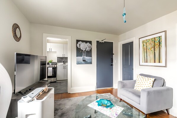 Cozy Living Space With A Smart TV And Modern Décor