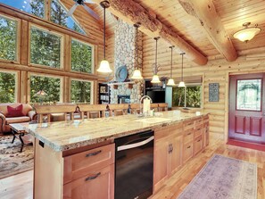 Modern galley kitchen equipped with fully updated appliances and all the essentials for a comfortable stay