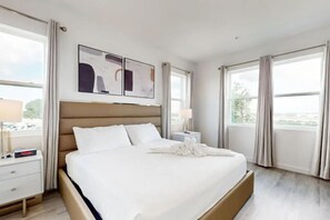 Rest easy with plush, hotel-quality sheets and cozy duvets for a luxurious night's sleep.