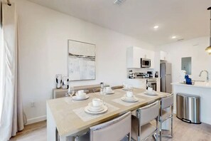 Enjoy meals in a beautifully designed indoor dining area that’s perfect for family gatherings.