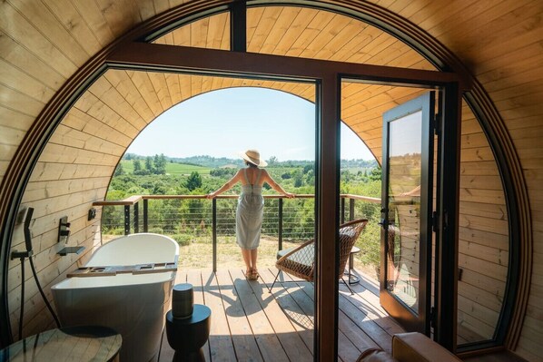 Breathtaking panoramic views of the Sonoma orchards and vineyards