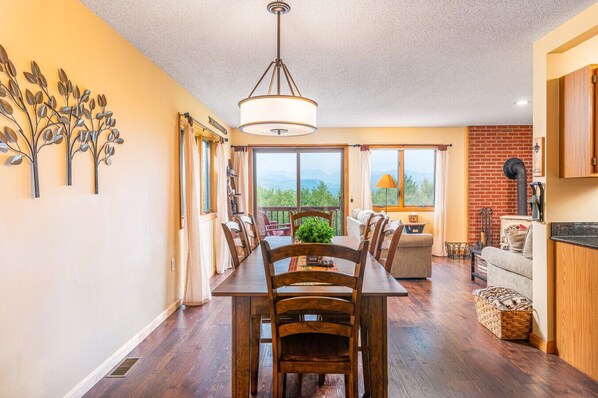 A dining room that's as beautiful as the scenery outside
