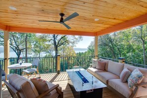 Covered Patio With Lake Views and Seating for Six