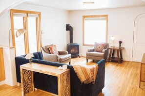 Warm and cozy living room with lots of natural light.
