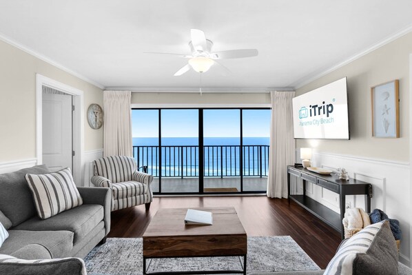 Gulf view and balcony access in the living room