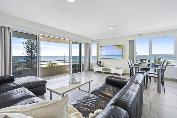 Experience luxury living while lounging around this elegant living room