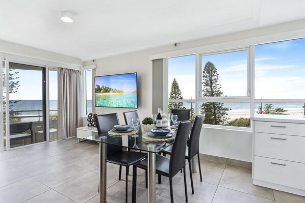 Share sumptuous meals with the family in this sophisticated dining area