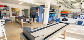 Garage is set up for playing pool and more!