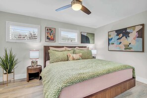 The first bedroom has a king bed
