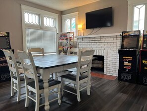 As you take a seat in the living room, the comfortable furniture and tasteful design make it easy to unwind.