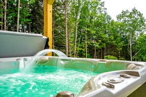 Enjoy a calming soak in the ground floor hot tub.