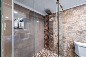 Spa like shower in this fully tiled newly remodeled bathroom.