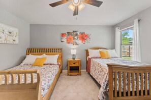 The Master Bedroom has both a queen and a full bed.