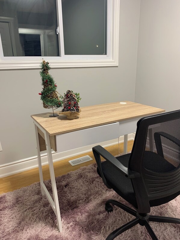 Dedicated workspace in a separate room. Perfect for remote work.