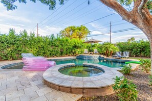 Heated Pool with Spillover Hot Tub