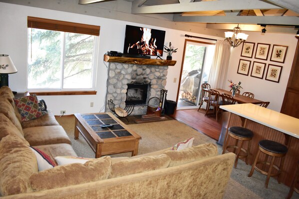 Living room and fireplace