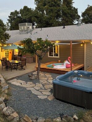 Cool off during the day in the cowboy pool and soak your stress away in the spa